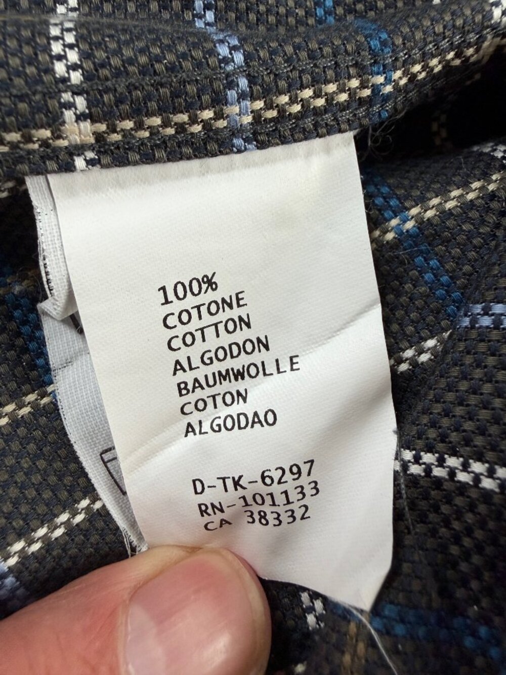 Ermenegildo Zegna Men L Charcoal Grey Plaid Windowpane 100% Cotton Shirt Luxury - Picture 9 of 13